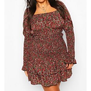 Plus ditsy floral ruffle mini dress